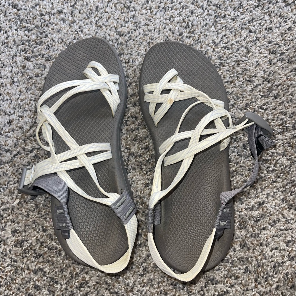 Blue and White Chacos